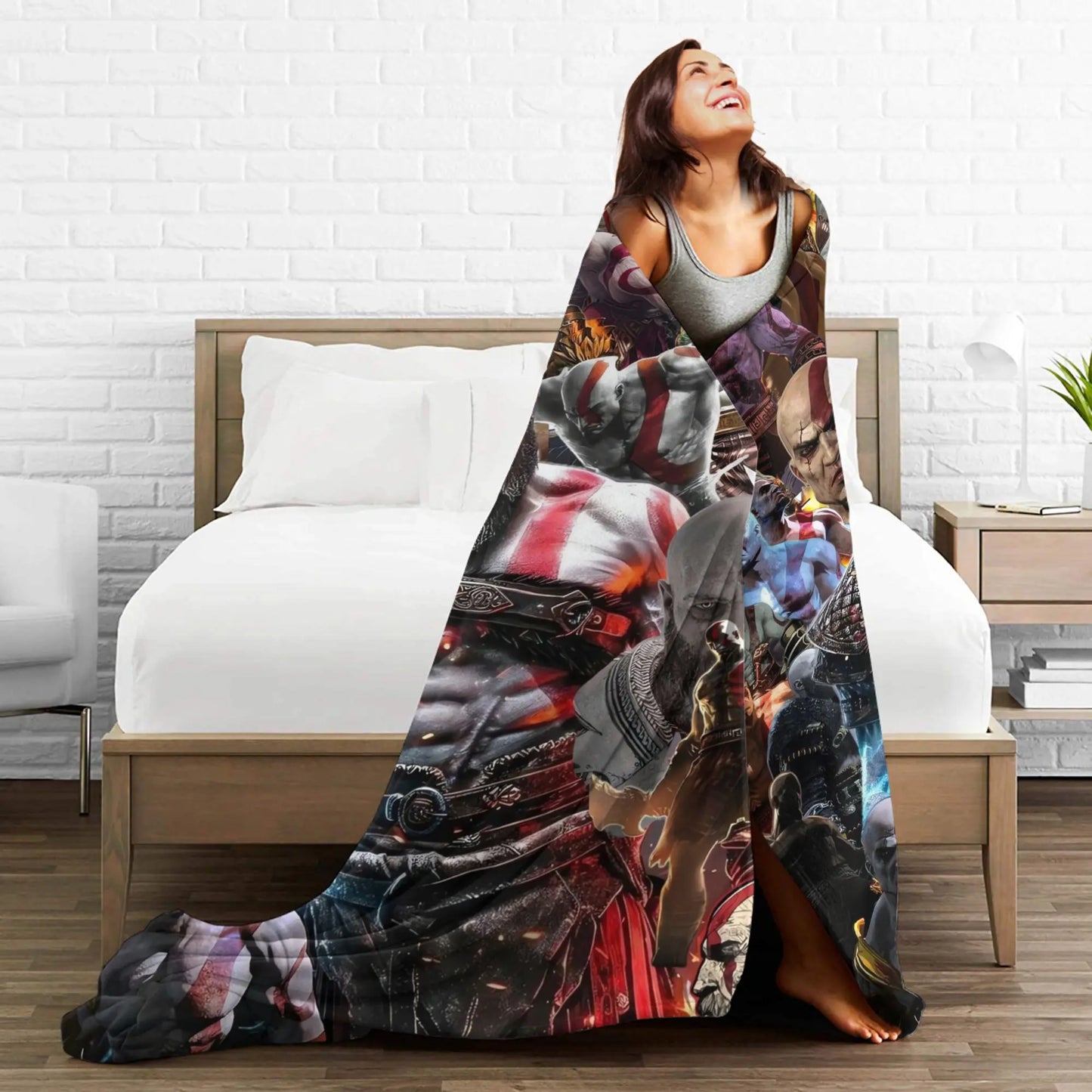God of War Game Gamers Kratos Blanket  Decorative Flannel Bedding Throws For Couch Chair Sofa Bed Soft Bedspread Gift Idea