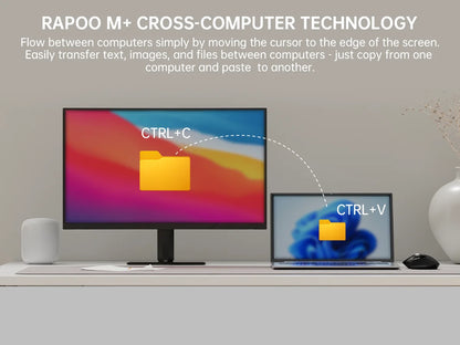 Rato Sem Fios Recarregável Multimodo Rapoo MT760L/MT760M, Ergonómico, 4000 DPI, Suporte para Até 4 Dispositivos, Rato Bluetooth