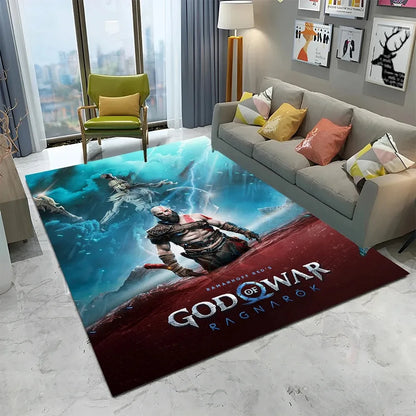 3D God of War Games Carpet Home Living Room Bedroom Sofa Doormat Decor Kids Play Area Rug Non-slip Mechanical Washable Floor Mat