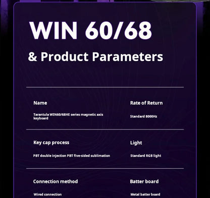 AULA WIN60 HE Wired Connection Magnetic Axis Keyboard RT Custom Mechanical Keyboard for E-sports Games 8K Polling Rate