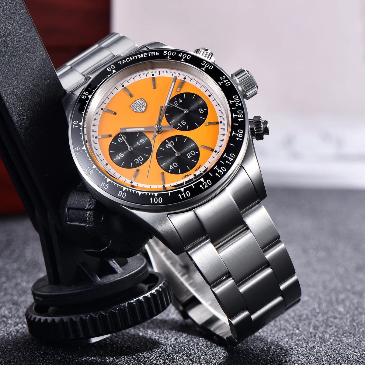 Zegarek męski RollsTimi – luksusowy chronograf kwarcowy, szafirowe szkło z powłoką antyrefleksyjną, wodoodporny, podświetlany – pomysł na prezent dla mężczyzny