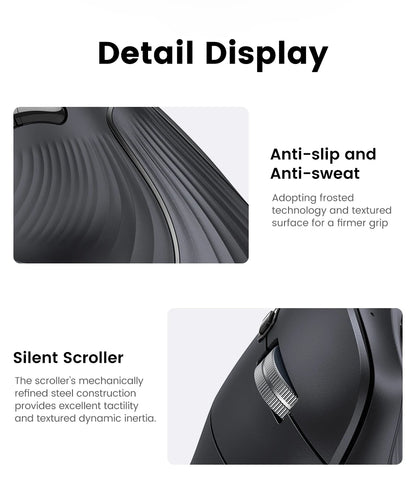 Mouse wireless Bluetooth 5.0 2.4G ergonomico 4000DPI con 6 pulsanti silenziosi per MacBook, tablet, laptop e computer PC