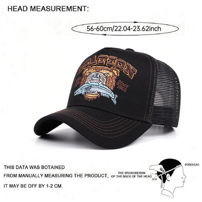 2025 New Bear Eating Fish Street Dance Hip Hop Hat Truck Hat Outdoor Skateboarding Hat Sunshade Baseball Hat Breathable Mesh Hat