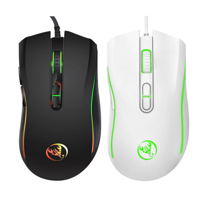 Escolha popular HXSJ A869 rato gaming com fio ótico ergonómico RGB em ABS, ajuste de resolução em 4 níveis para portátil e PC