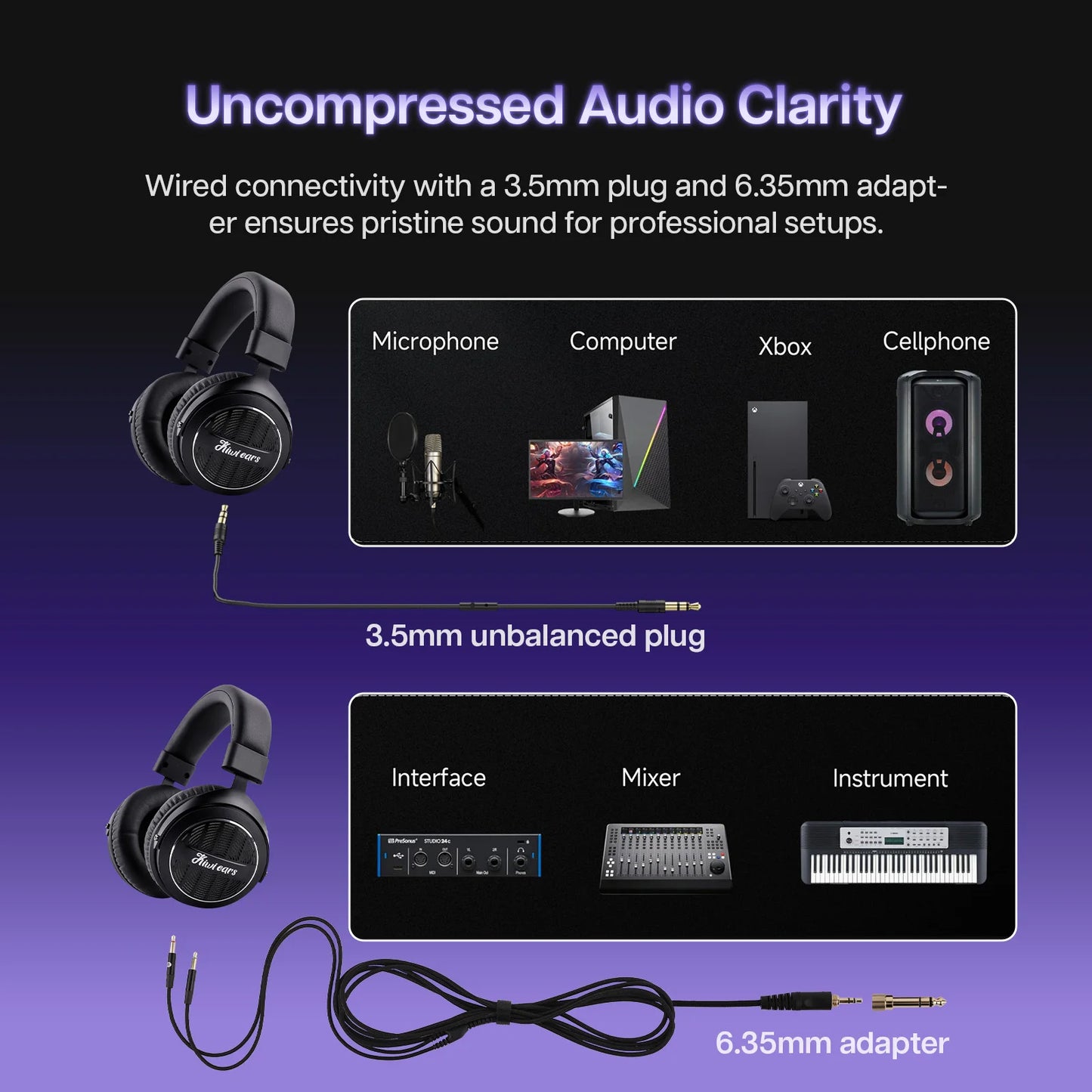 Linsoul Kiwi Ears Ellipse Studio-Grade Open-Back Dynamic Driver Kopfhörer mit abnehmbarem Kabel, Hi-Fi-Bass-Over-Ear-Headset mit Kabel