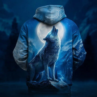 Ανδρικό φούτερ με κουκούλα Wolf, μπλούζα με στρογγυλό λαιμό 3D Fantasy, μπλούζα για πάρτι, δώρο, κλαμπ, με κορδόνι, φούτερ με κουκούλα, φθινόπωρο-χειμώνας, σχεδιαστής