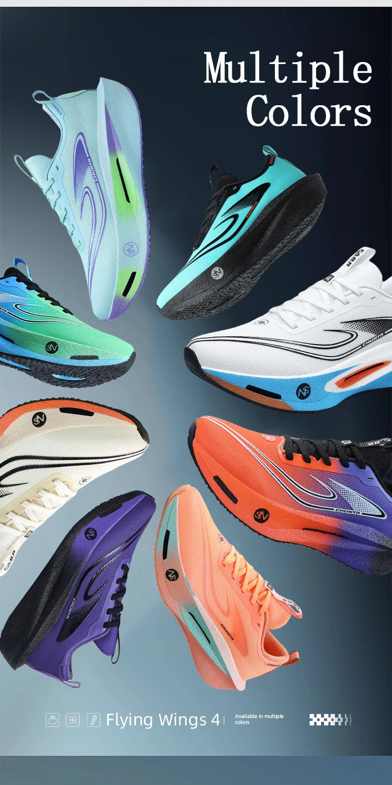 Carbon Plate Sports Running Shoes Marathon Men Breathable Lightweight Women's Comfortable Athletic Non-Slip Chunta Sneakers