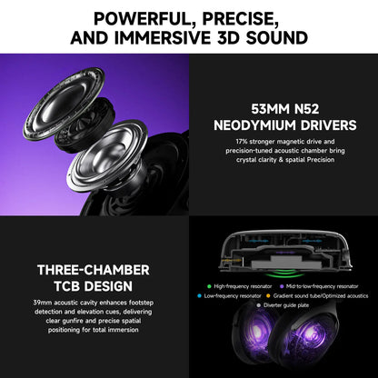 Cuffie gaming AKKO Verge S9 con microfono – Driver da 53mm, Bluetooth wireless quad-mode 5.3, audio surround 7.1, cuffie gaming professionali per FPS