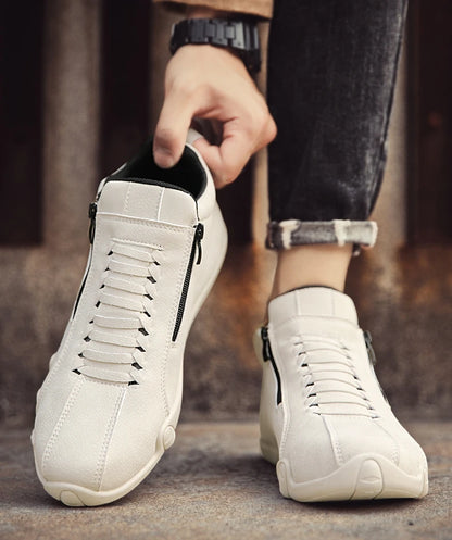 Men's Casual Shoes Side Zipper Short Boots Versatile Flat Bottom Trendy Fashionable Men's Shoes Suitable for Outdoor Sports