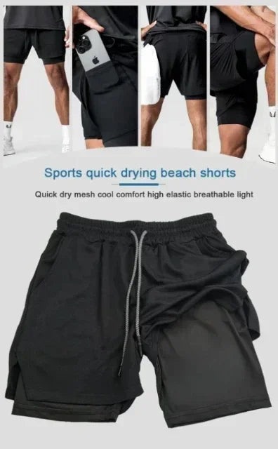 Dragon Ball Japanese Animation Peripheral Double-layer Shorts 2025 Men's Trend Breathable Loose Sports Five-point Pants