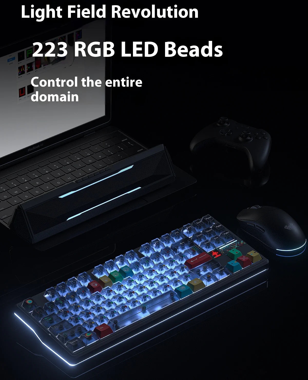 Teclado Mecânico AULA F87 Pro V2, 3 Modos Sem Fios, Bateria de Longa Duração 12000mAh, Hot-Swap, RGB Personalizável, Teclado E-Sports para PC Gaming