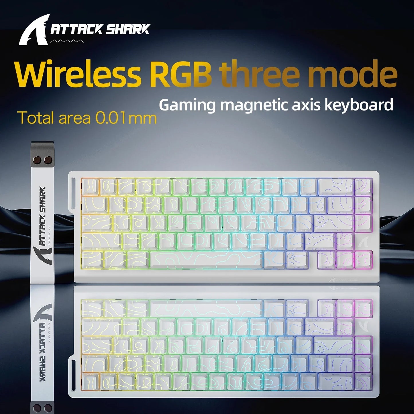 X68HE ATTACK SHARK Magnetic Gaming Keyboard Mechanical Wired for Pro Gaming 0.01mm Rapid Trigger 8000Hz SOCD/Rs 0.125ms 128K Rate