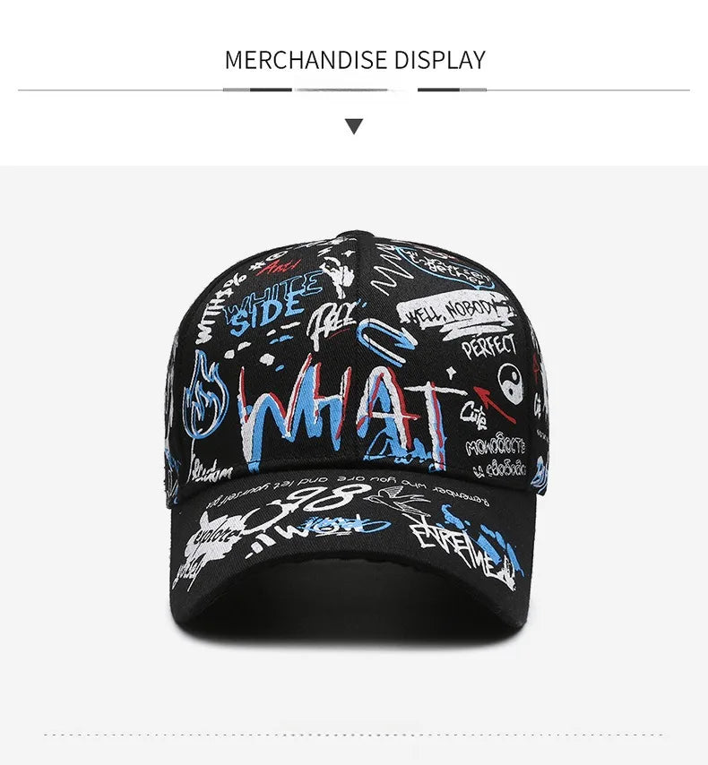 Nova moderna pamučna bejzbolska kapa s grafitima za žene i muškarce, uniseks tiskana snapback kapa, hip-hop trendi kapa za van, za muškarce i žene