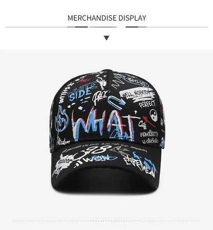 Nova moderna pamučna bejzbolska kapa s grafitima za žene i muškarce, uniseks tiskana snapback kapa, hip-hop trendi kapa za van, za muškarce i žene