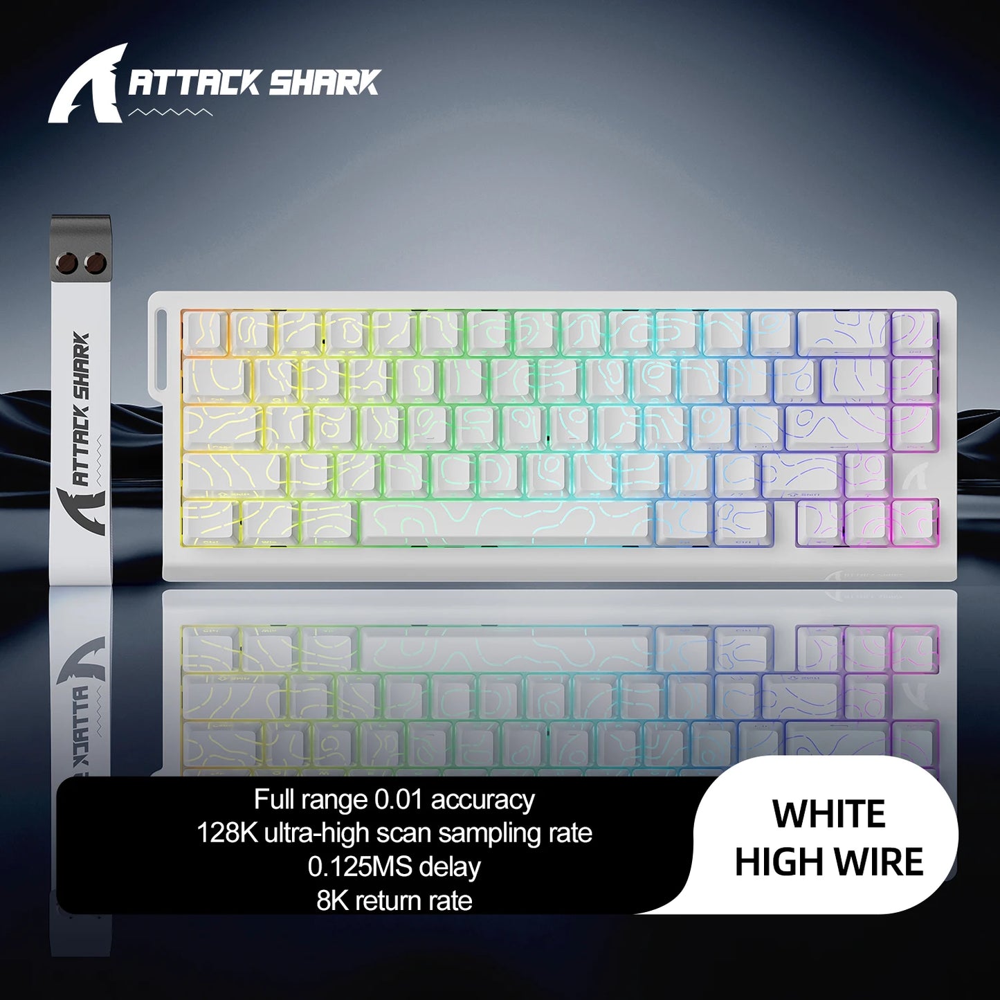 X68HE ATTACK SHARK Magnetic Gaming Keyboard Mechanical Wired for Pro Gaming 0.01mm Rapid Trigger 8000Hz SOCD/Rs 0.125ms 128K Rate