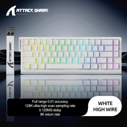 X68HE ATTACK SHARK Magnetic Gaming Keyboard Mechanical Wired for Pro Gaming 0.01mm Rapid Trigger 8000Hz SOCD/Rs 0.125ms 128K Rate