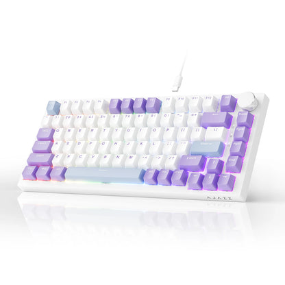 Tastiera meccanica cablata AJAZZ AK820 75%: hot‑swappable, retroilluminazione RGB/bianca/azzurro ghiaccio, controllo con manopola del volume | Per ufficio e gaming