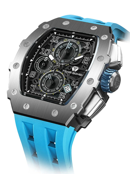 Reloj TSAR BOMBA New TB8204 para hombre, cronógrafo de cuarzo japonés, resistente al agua 50M, reloj de pulsera deportivo de moda, reloj masculino de lujo, regalo para hombre