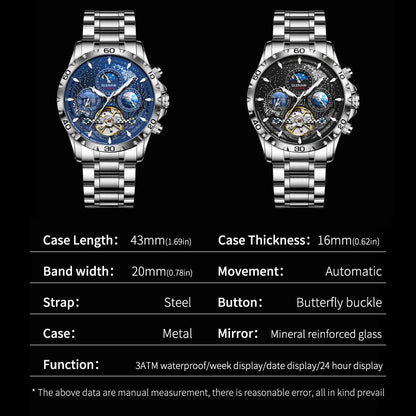 Relojes para hombre GLENAW Design, marca líder de lujo, moda y negocios, reloj automático impermeable para hombre, reloj mecánico para hombre