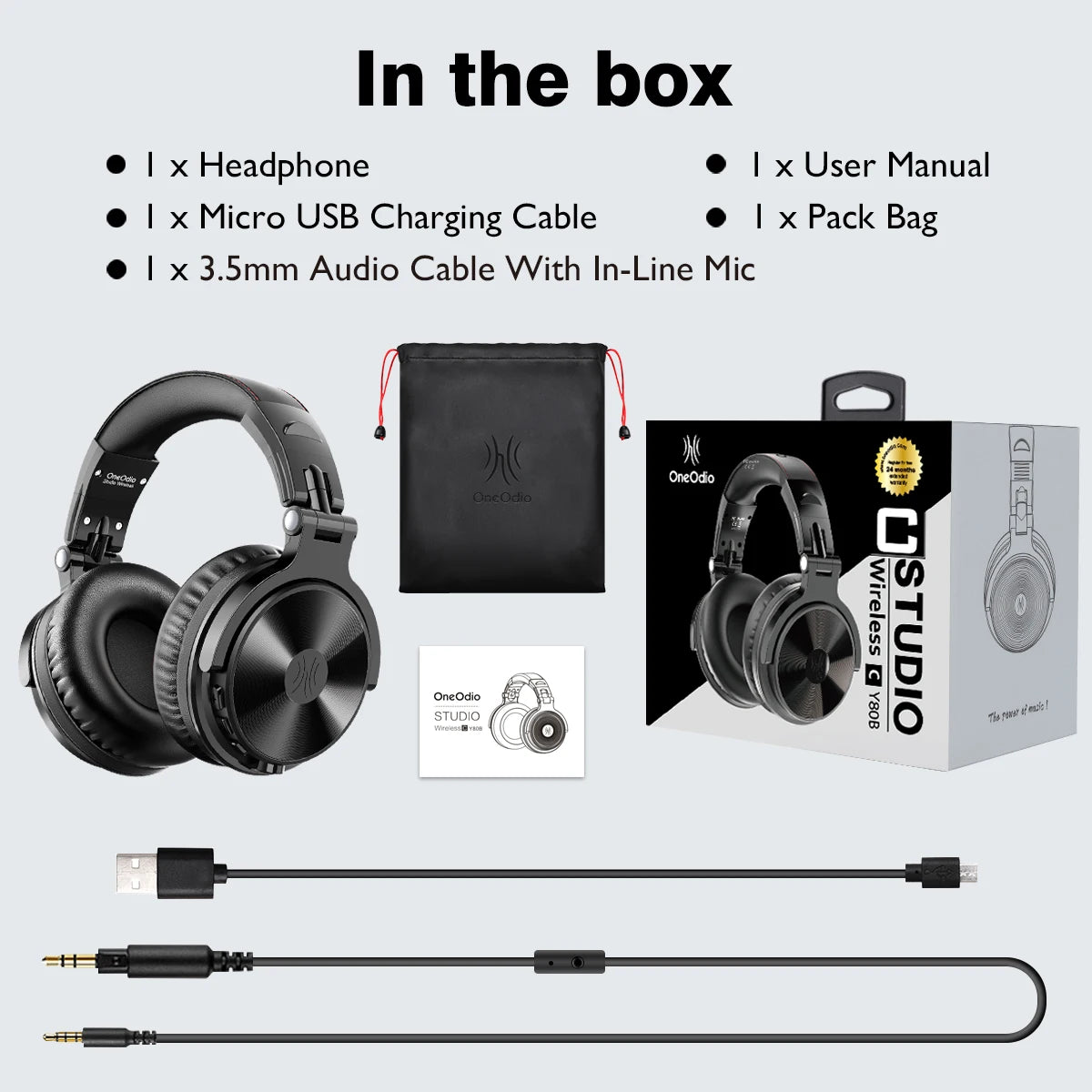 Cuffie da gaming wireless OneOdio Pro-M Bluetooth 5.2 HiFi stereo, autonomia 110H con microfono, bassi profondi, cuffie over-ear pieghevoli