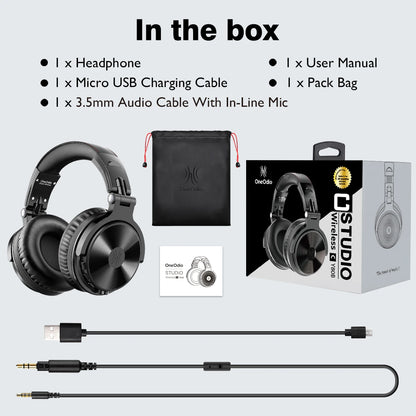 Cuffie da gaming wireless OneOdio Pro-M Bluetooth 5.2 HiFi stereo, autonomia 110H con microfono, bassi profondi, cuffie over-ear pieghevoli