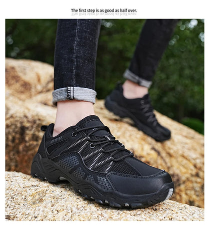 Marken-Wanderschuhe für Herren, atmungsaktive Mesh-Reiseschuhe, wasserdichte Outdoor-Schuhe für Jagd und Angeln, Berg-, Offroad-, Reit- und Sportschuhe