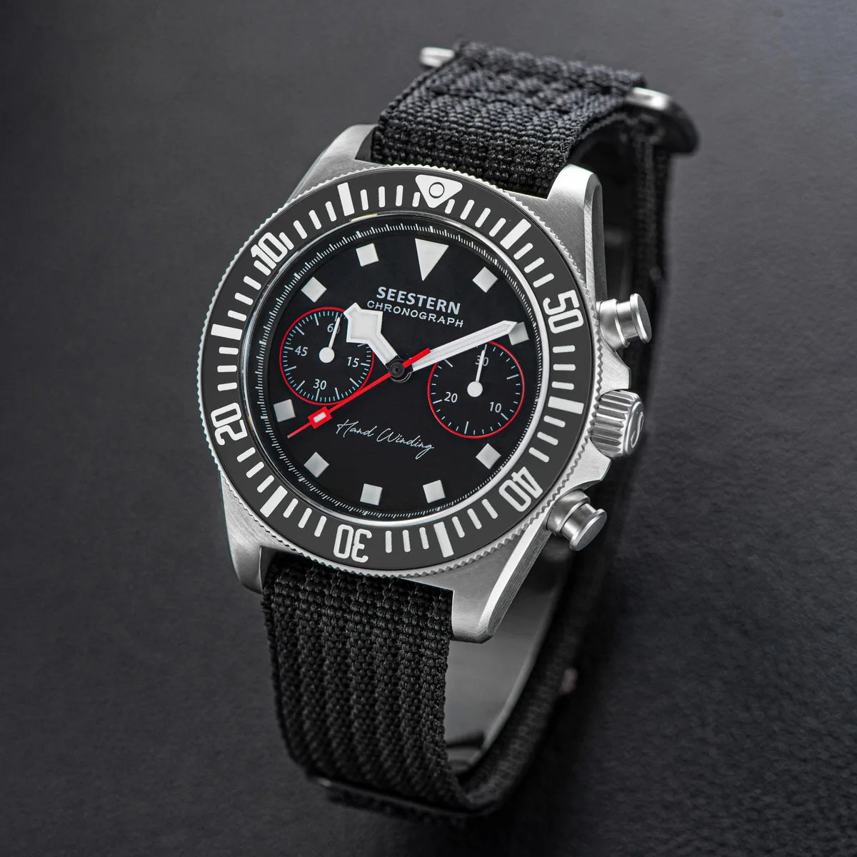 SEESTERN cronógrafo para hombre, reloj mecánico con movimiento Tianjin ST1901, cristal de zafiro, correa de nailon con velcro, esqueleto luminoso