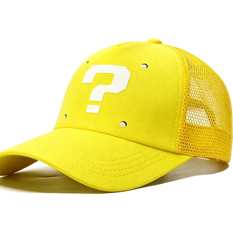 Anime Cartoon Super Brothers Cosplay Baseball Hat Breathable Sun Protection Yellow Question Block Baseball  Sun Shading Cap