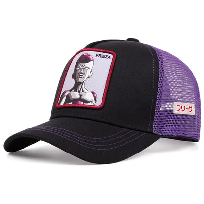 New Dragon Ball Son Goku Cap Summer Travel Peaked Cap Men's Embroidery Hip-Hop Cap Style Sun Visor Adjustable Trucker Mesh Cap