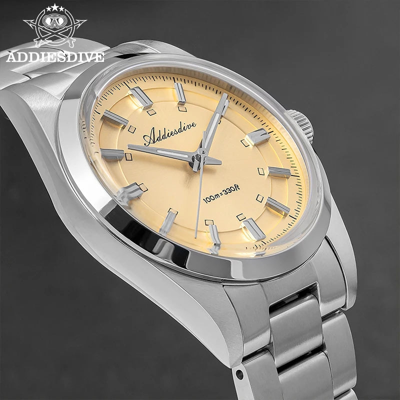 ADDIESDIVE 2026 New Luxury Men Analog Watch VH31 Bubble Glass Quartz Watch 10Bar BGW9 Luminous Steel Personalized Watch AD2515
