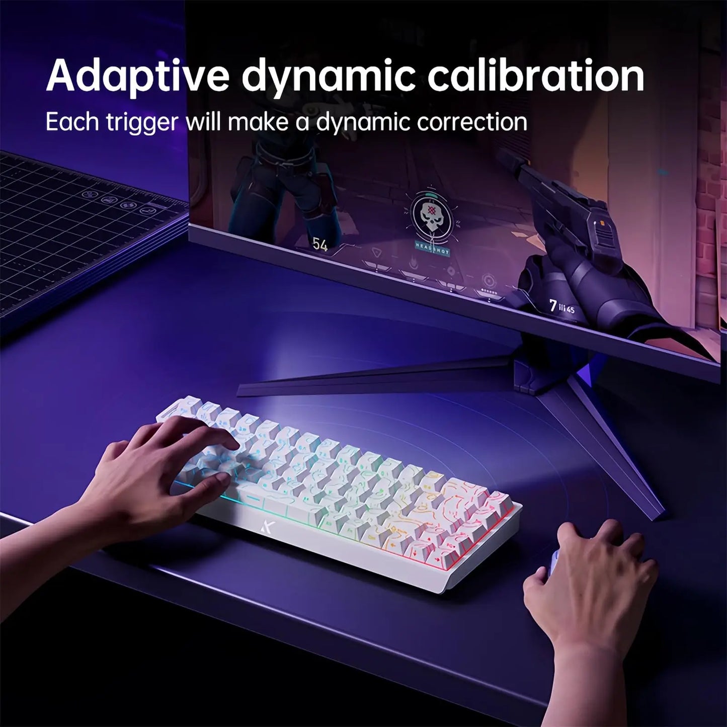 Teclado Gaming MCHOSE ACE 68 com Switches Magnéticos Hall Effect, Rapid Trigger, RGB Programável, 8K Hz, DKS/MT/TGL/RS/SOCD