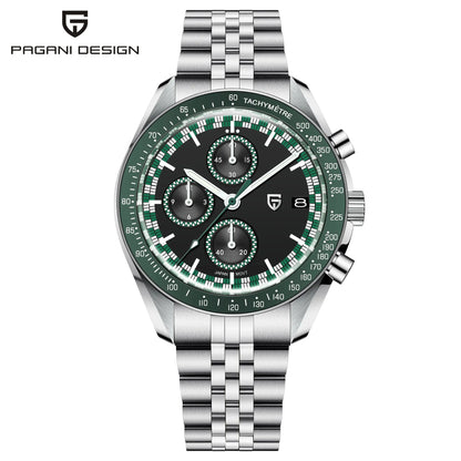 PAGANI DESIGN Top Luxury Men's Quartz Watch Business Elite VK67 Stainless Steel Sapphire Glass 100m Dive Calendar Luminous Watch