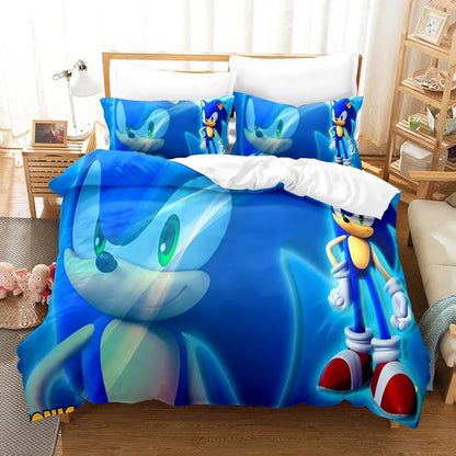 Cute Sonics Boy Bedding Set Exquisite 3D Digital Cartoon Sonics Duvet Cover Comforter Bed Youth Kids Girl Boys Gift