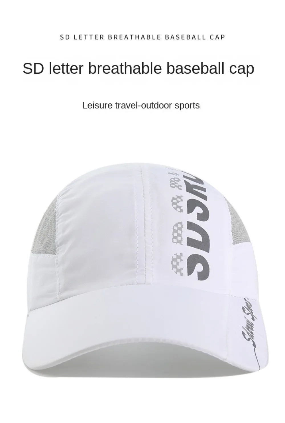 Unisex Wide Brim Mesh Baseball Cap Breathable Quick-drying Peaked Cap Adjustable Hip Hop Hats Outdoor Sports