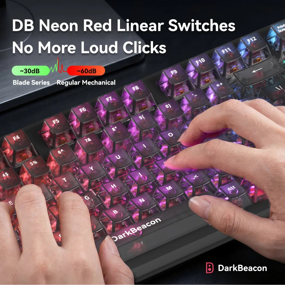 DarKBeacon RGB 87 tasti, tastiera compatta TKL USB cablata, hot-swappable, meccanica silenziosa per Windows, laptop, PC, gaming e lavoro