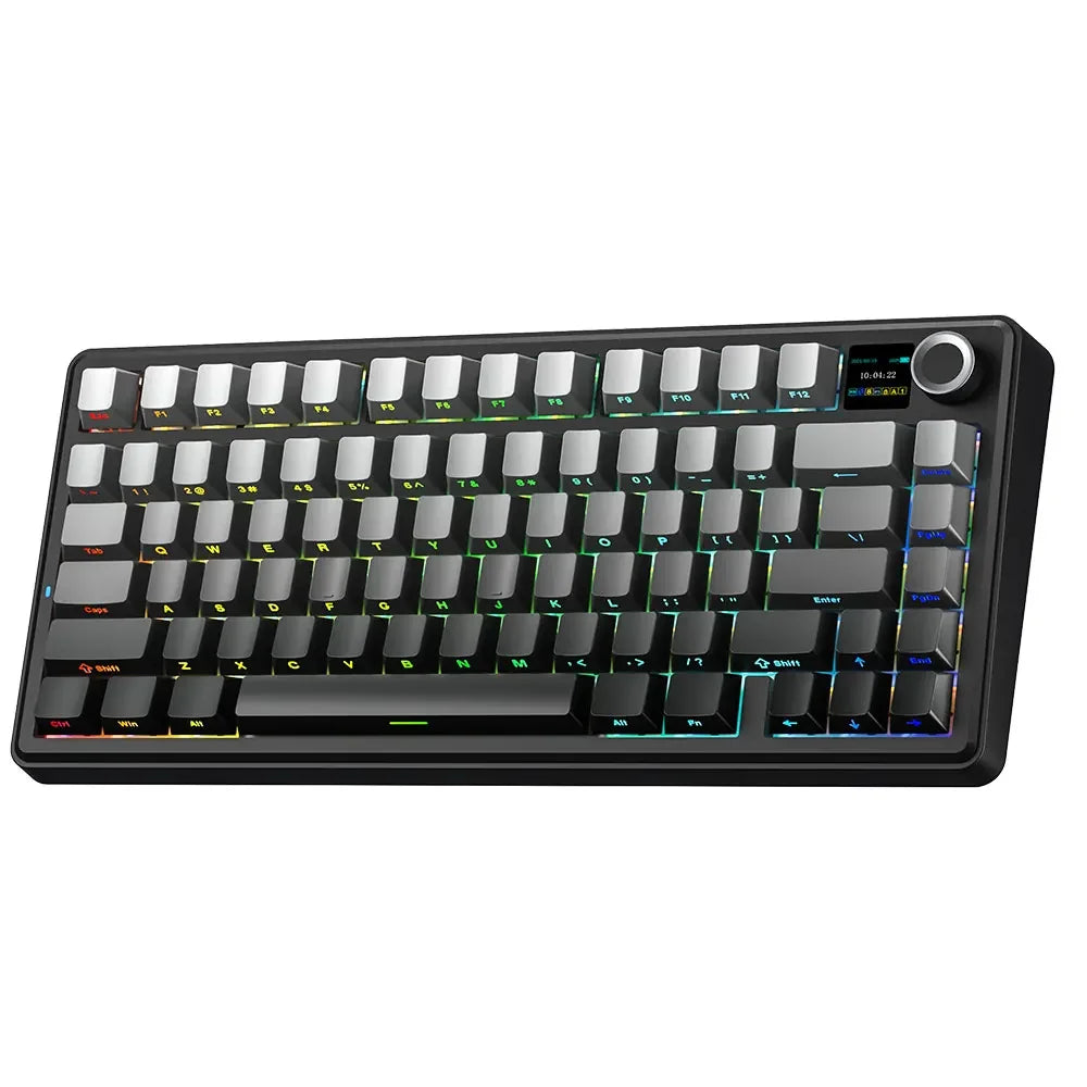 AULA F75 MAX mechanische Gaming-Tastatur 2.4G kabellos/BT/kabelgebundene Tastatur, Hot-Swap, RGB, 75%, 81 Tasten, Büro-Tastatur mit TFT-Bildschirm