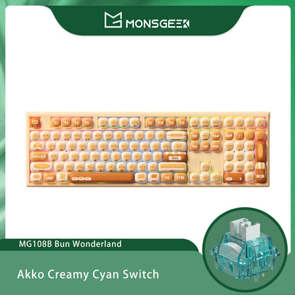 Akko MonsGeek MG108B Bun Wonderland kabellose mechanische Tastatur MOG-Profil RGB 108 Tasten Full Size Hot Swap USB / 2.4G / BT 5.0