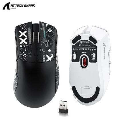 Rato Gaming Sem Fios Attack Shark R1 Leve Bluetooth 2.4G PAW3311 18000DPI Ergonómico com Macro