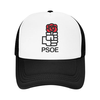 PSOE Logo Pedro Sanchez Mesh Trucker Hat Trendy  Summer Breathable Mesh-back Baseball Cap Adjustbale For Casual Wear