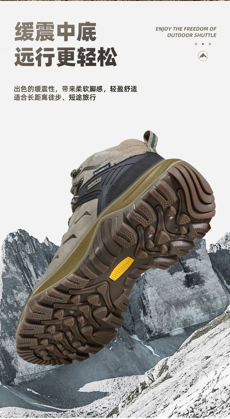 Zapatos de senderismo HUMTTO, botas de caza impermeables para hombre, botas tácticas de combate para desierto hasta el tobillo, botas de trekking para hombre y mujer, zapatillas cálidas de cuero