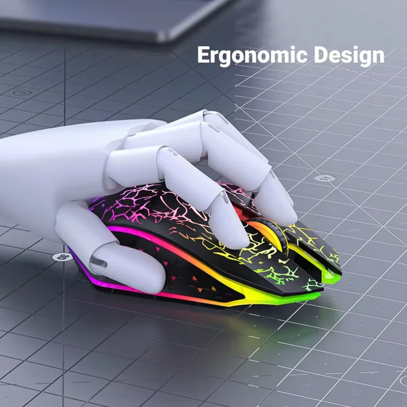 Ratón inalámbrico Bluetooth 2.4GHz recargable con retroiluminación RGB, 1600 DPI, diseño ergonómico, ratón gaming para PC, portátil y Macbook
