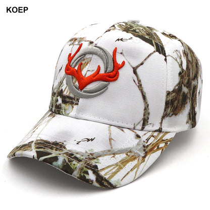KOEP New Camo Baseball Cap Fishing Caps Men Outdoor Hunting Camouflage Jungle Hat 3D Deer Head Hiking Casquette Hats