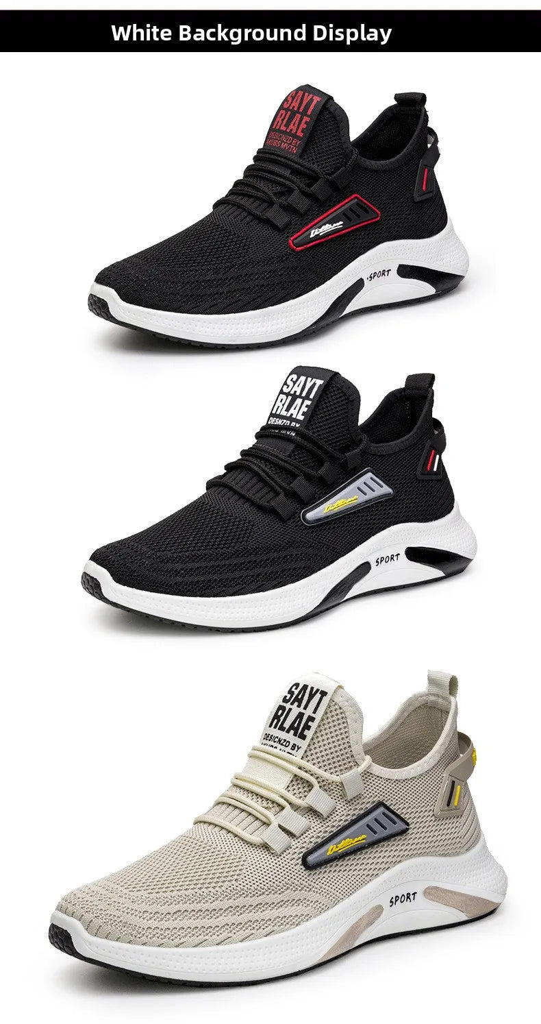 Hot Sale Of The Season New Men's Running Shoes Breathable Lightweight Knitted Lace-Up Sports Sneakers Fashionable Korean Styl...