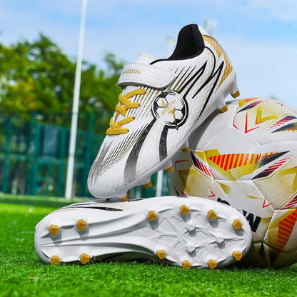 Nouvelles chaussures de football pour enfants, chaussures de sport pour terrain, chaussures de football pour garçons, chaussures de futsal, chaussures de sport d'intérieur à crampons, chaussures de football originales à c