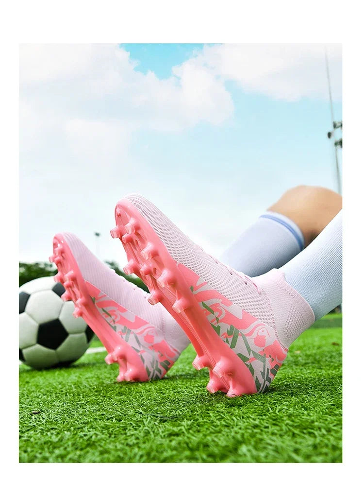 Chaussures de football roses tendance, chaussures de football professionnelles légères pour hommes, chaussures de football antidérapantes, crampons de football originaux, baskets