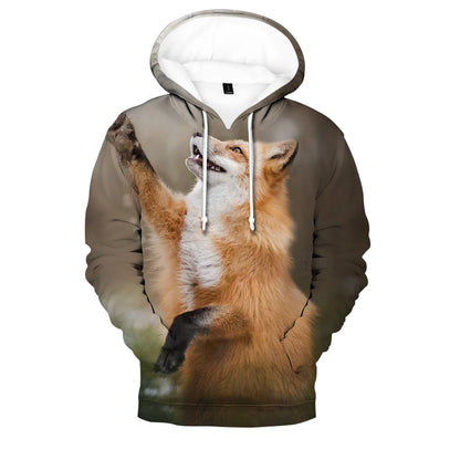 Beliebte Hip-Hop-Novelty-Hoodies und Sweatshirts mit komfortablem Fox-3D-Print für Herren/Damen und Erwachsene/Kinder, lässige Pullover