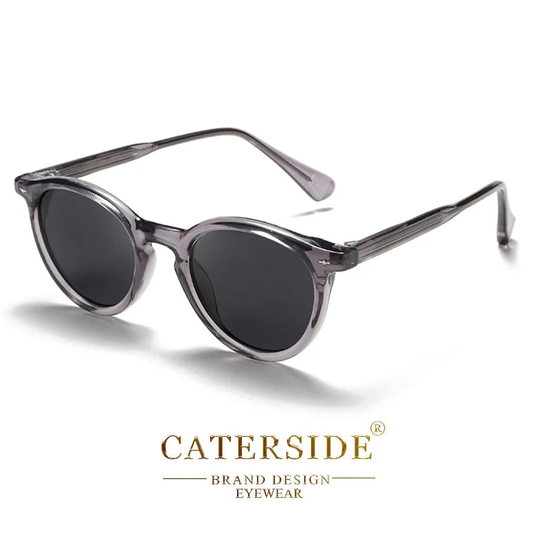 CATERSIDE Round Polarized Sunglasses Men Propionic High Quality Sun Glasses Women Punk Outdoor Driving Fishing Eyewear UV400