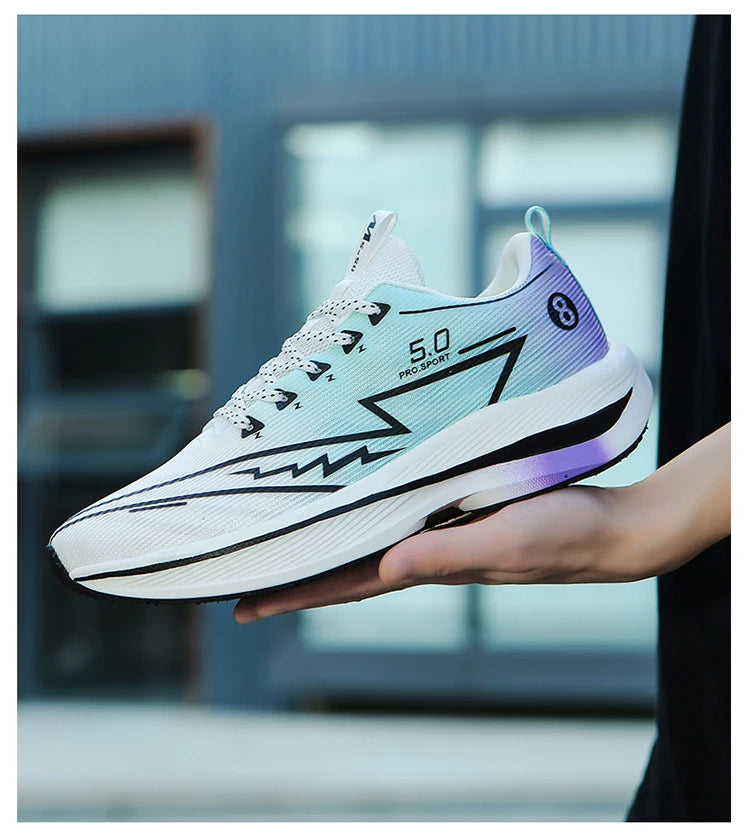 Brand Men's Carbon Plate Running Shoes Soft Cushion Shock Absorbing Sports Shoes Unisex Sneakers Light Anti-Slip Training Shoes