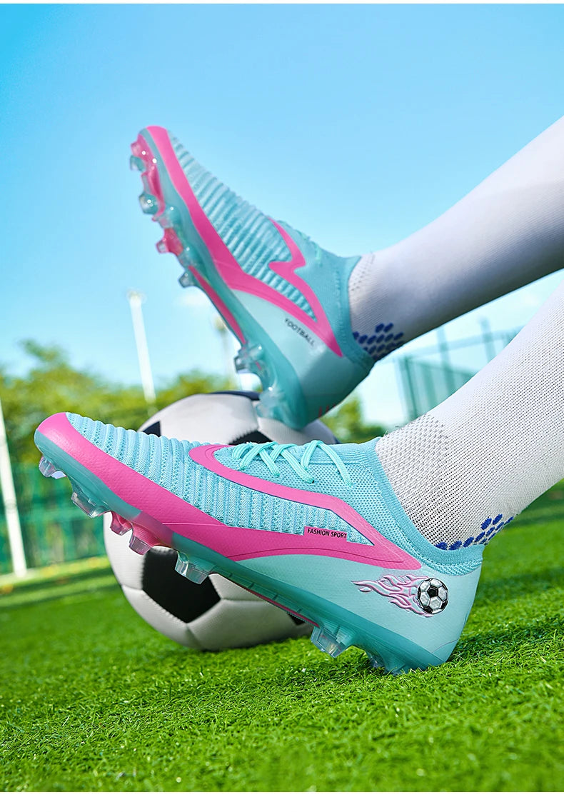 Nouvelles chaussures de football pour hommes, chaussures de sport d'extérieur, chaussures de football pour garçons, respirantes, confortables, crampons longs, chaussures d'entraînement pour adultes, antidérapantes