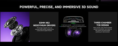 Cuffie gaming AKKO Verge S9 con microfono – Driver da 53mm, Bluetooth wireless quad-mode 5.3, audio surround 7.1, cuffie gaming professionali per FPS